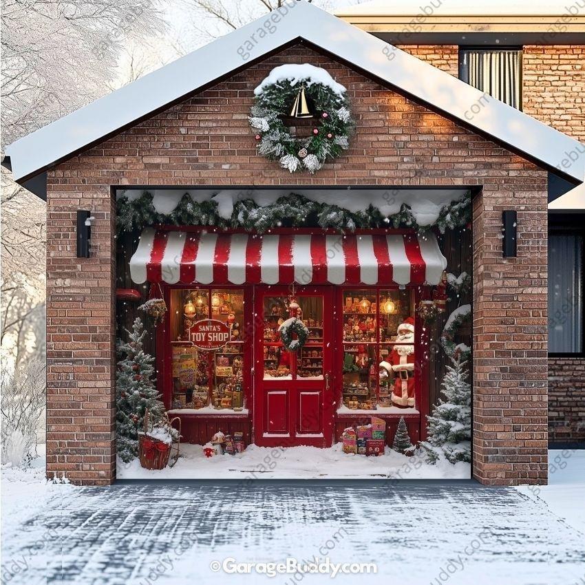 Santa's Toy Shop | Christmas Garage Door Cover - Free Shipping