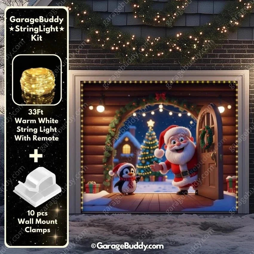 Santa's Cabin | Christmas Garage Door Cover - Free Shipping