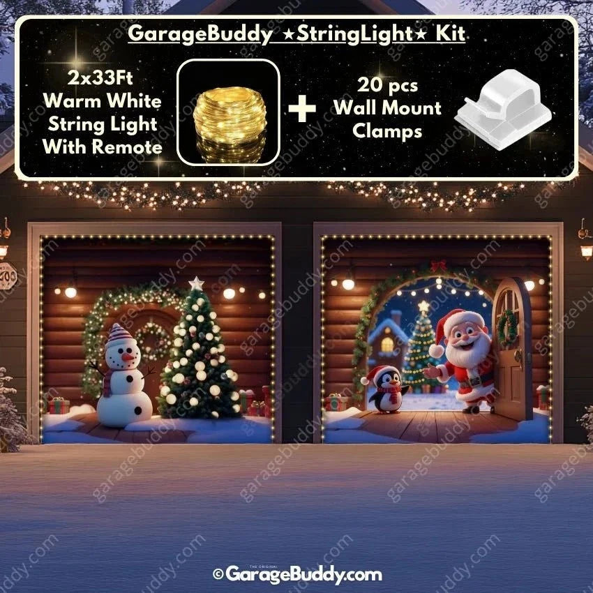 Santa's Cabin | Christmas Garage Door Cover - Free Shipping