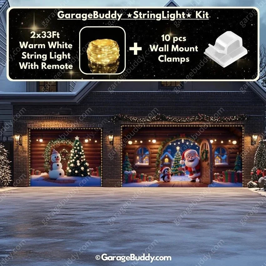 Santa's Cabin | Christmas Garage Door Cover - Free Shipping