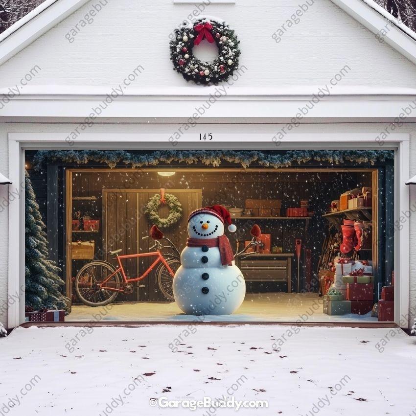 Snowy The Snowman | Christmas Garage Door Cover - Free Shipping