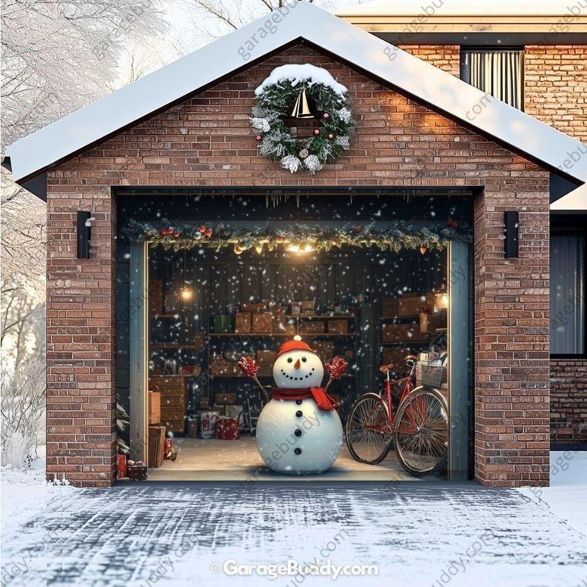 Snowy The Snowman | Christmas Garage Door Cover - Free Shipping