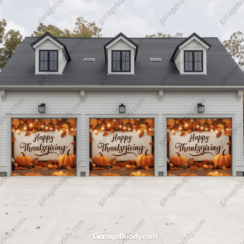Happy Thanksgiving (B) | Festive Garage Door Cover - Free Shipping