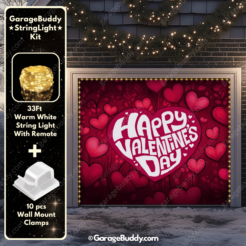 Valentine's Day (Hearts) | Festive Garage Door Cover - Free Shipping