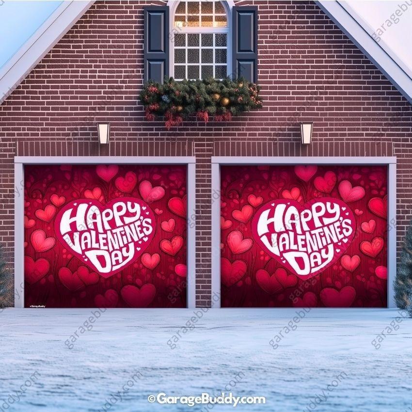 Valentine's Day (Hearts) | Festive Garage Door Cover - Free Shipping