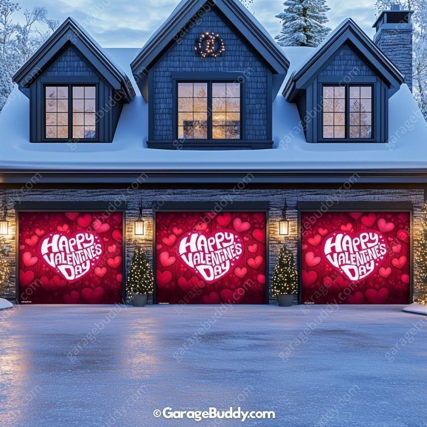 Valentine's Day (Hearts) | Festive Garage Door Cover - Free Shipping