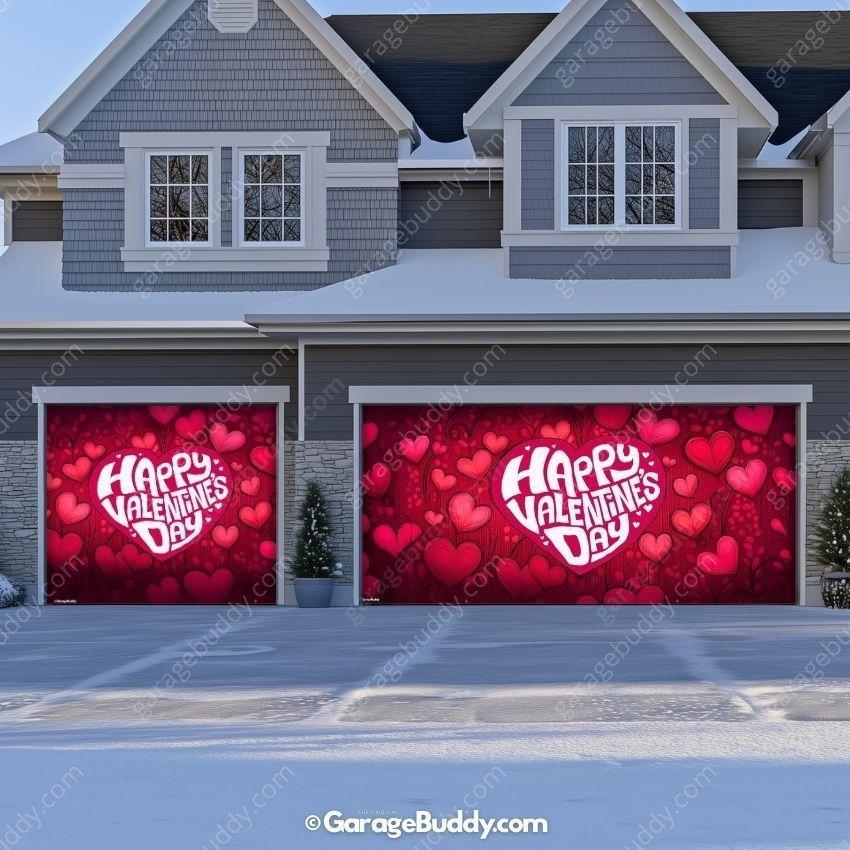 Valentine's Day (Hearts) | Festive Garage Door Cover - Free Shipping