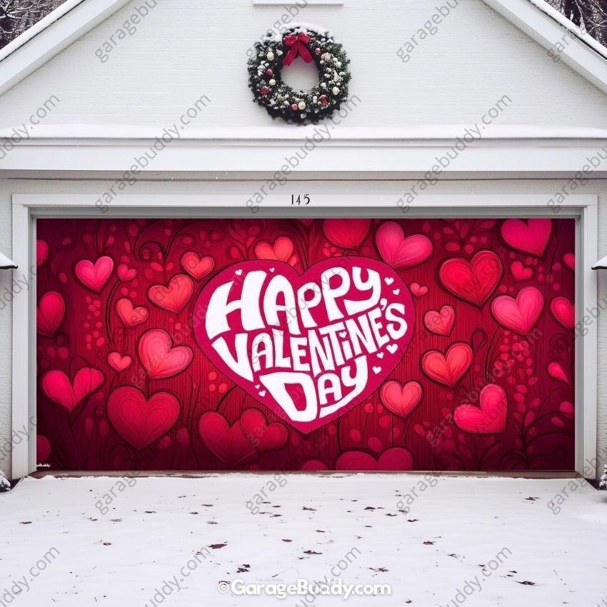 Valentine's Day (Hearts) | Festive Garage Door Cover - Free Shipping