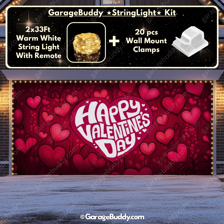 Valentine's Day (Hearts) | Festive Garage Door Cover - Free Shipping