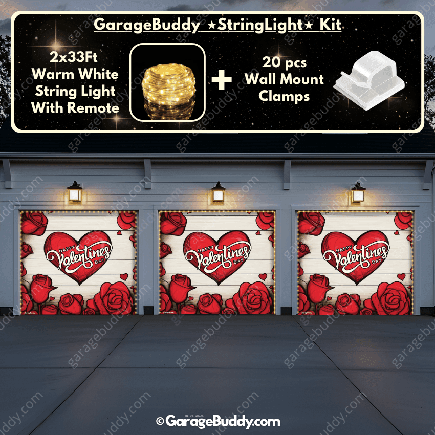 Valentine's Day (Roses) | Festive Garage Door Cover - Free Shipping