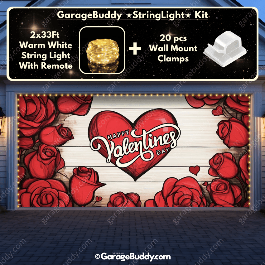 Valentine's Day (Roses) | Festive Garage Door Cover - Free Shipping