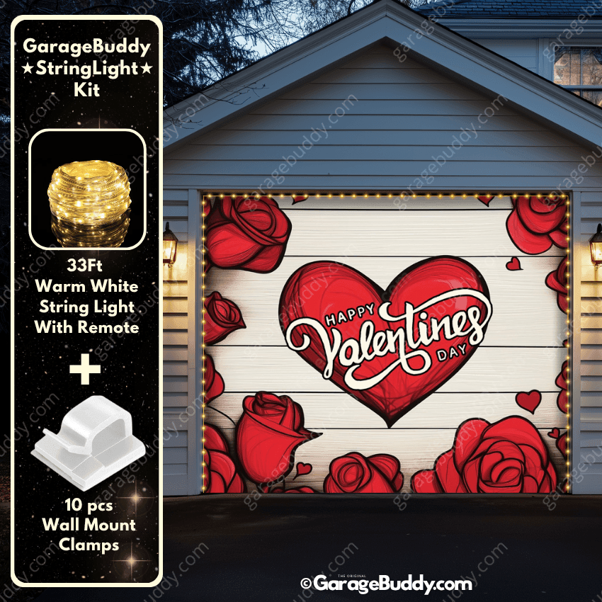 Valentine's Day (Roses) | Festive Garage Door Cover - Free Shipping