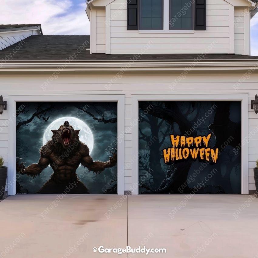 Werewolf Scene | Halloween Garage Door Cover - Free Shipping