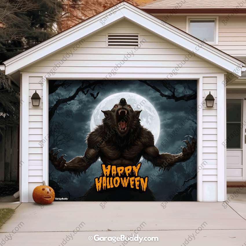 Werewolf Scene | Halloween Garage Door Cover - Free Shipping