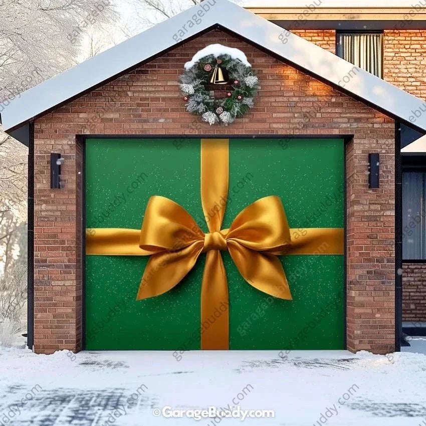 Gift Wrap (Green) | Christmas Garage Door Cover - Free Shipping