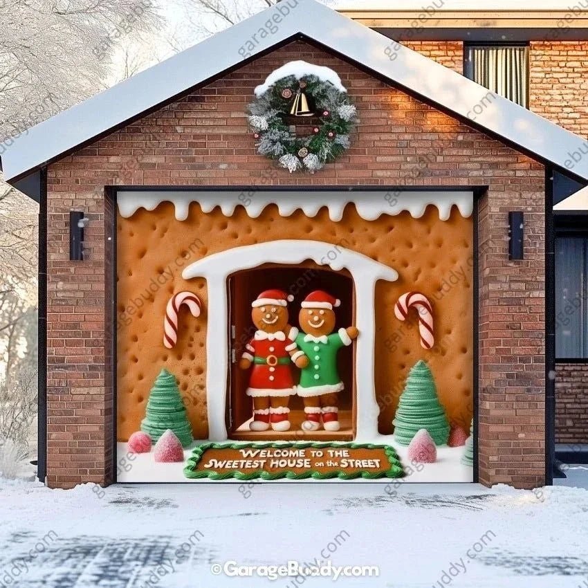 Gingerbread Family | Christmas Garage Door Cover - Free Shipping