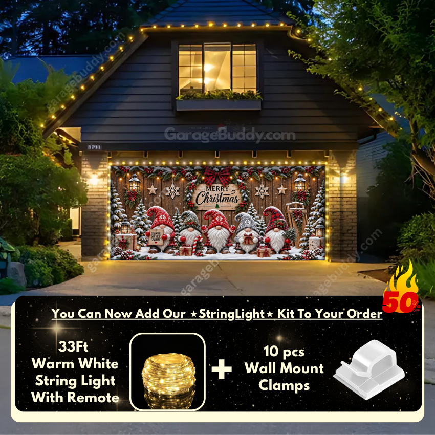 Gnome Sweet Gnome | Christmas Garage Door Cover - Free Shipping