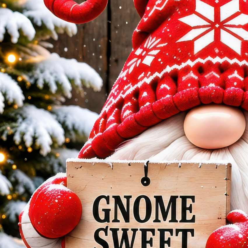 Gnome Sweet Gnome | Christmas Garage Door Cover - Free Shipping