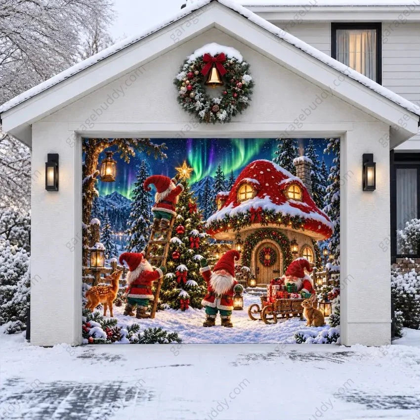 Gnome Wonderland | Christmas Garage Door Cover - Free Shipping