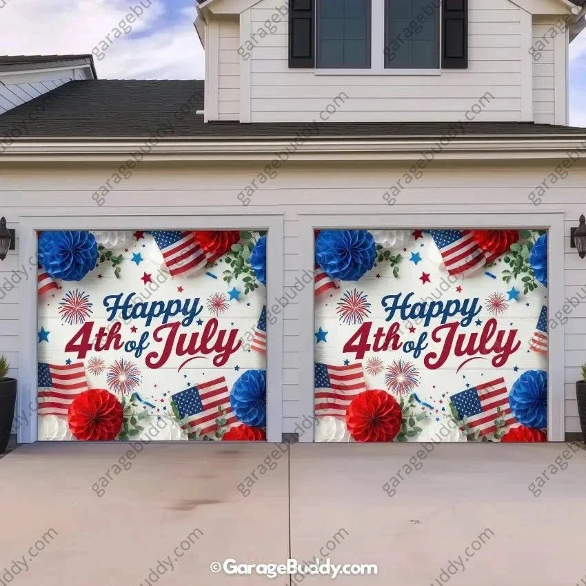 Happy 4th of July | Patriotic Garage Door Cover - Free Shipping