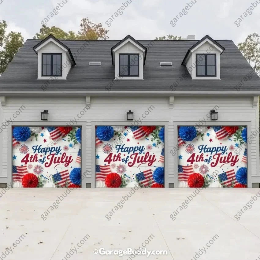 Happy 4th of July | Patriotic Garage Door Cover - Free Shipping