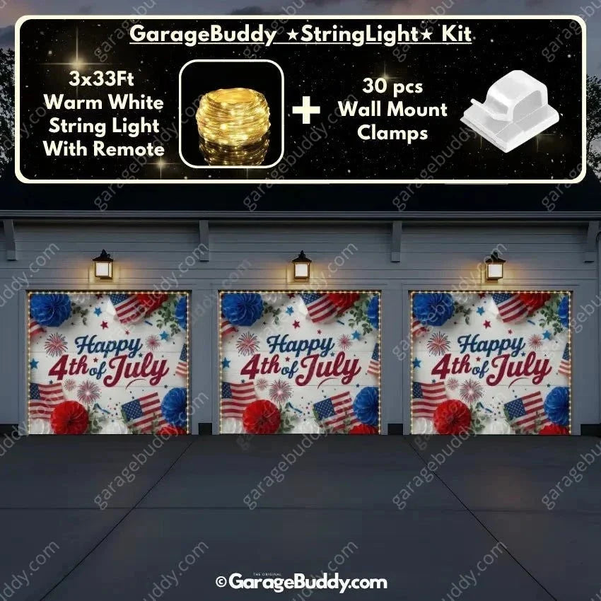 Happy 4th of July | Patriotic Garage Door Cover - Free Shipping