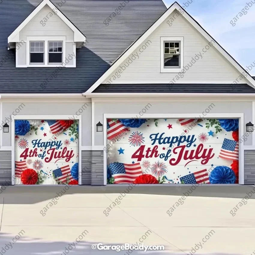 Happy 4th of July | Patriotic Garage Door Cover - Free Shipping