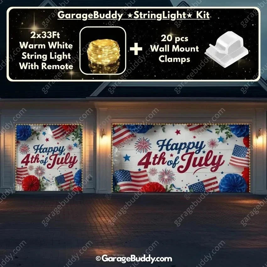 Happy 4th of July | Patriotic Garage Door Cover - Free Shipping