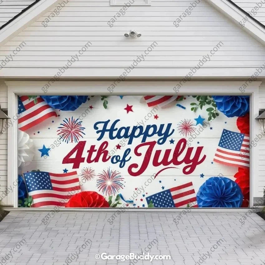 Happy 4th of July | Patriotic Garage Door Cover - Free Shipping