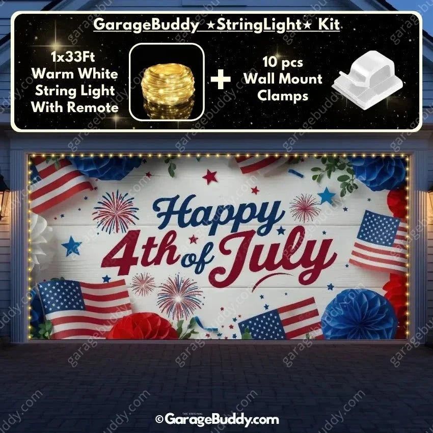 Happy 4th of July | Patriotic Garage Door Cover - Free Shipping