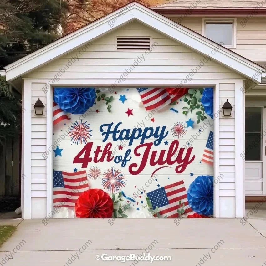 Happy 4th of July | Patriotic Garage Door Cover - Free Shipping