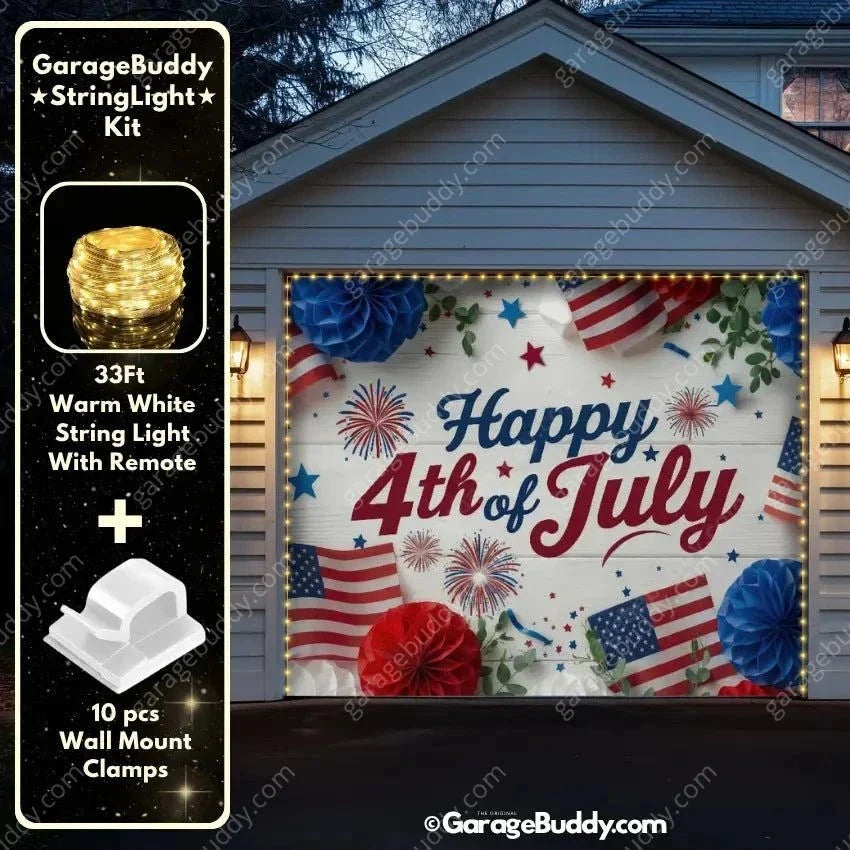 Happy 4th of July | Patriotic Garage Door Cover - Free Shipping