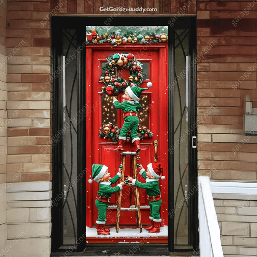 Santa's Elves | Christmas Front Door Cover - Free Shipping