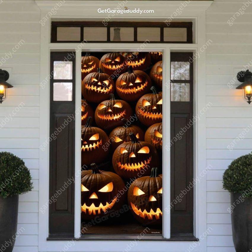 Scary Pumpkins | Halloween Front Door Cover - Free Shipping
