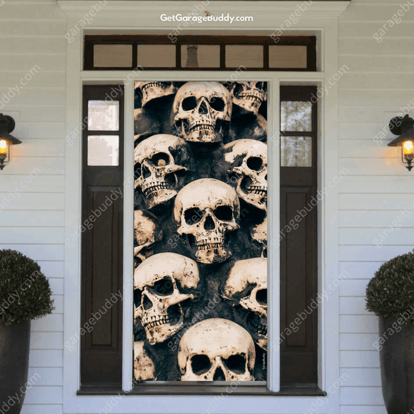 Skulls | Halloween Front Door Cover - Free Shipping