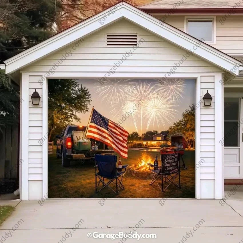 Stars Stripes & Summer Nights | Patriotic Garage Door Cover - Free Shipping
