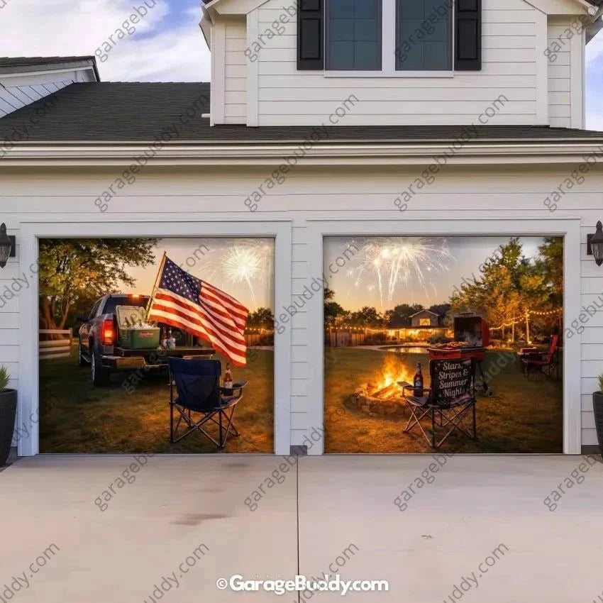 Stars Stripes & Summer Nights | Patriotic Garage Door Cover - Free Shipping