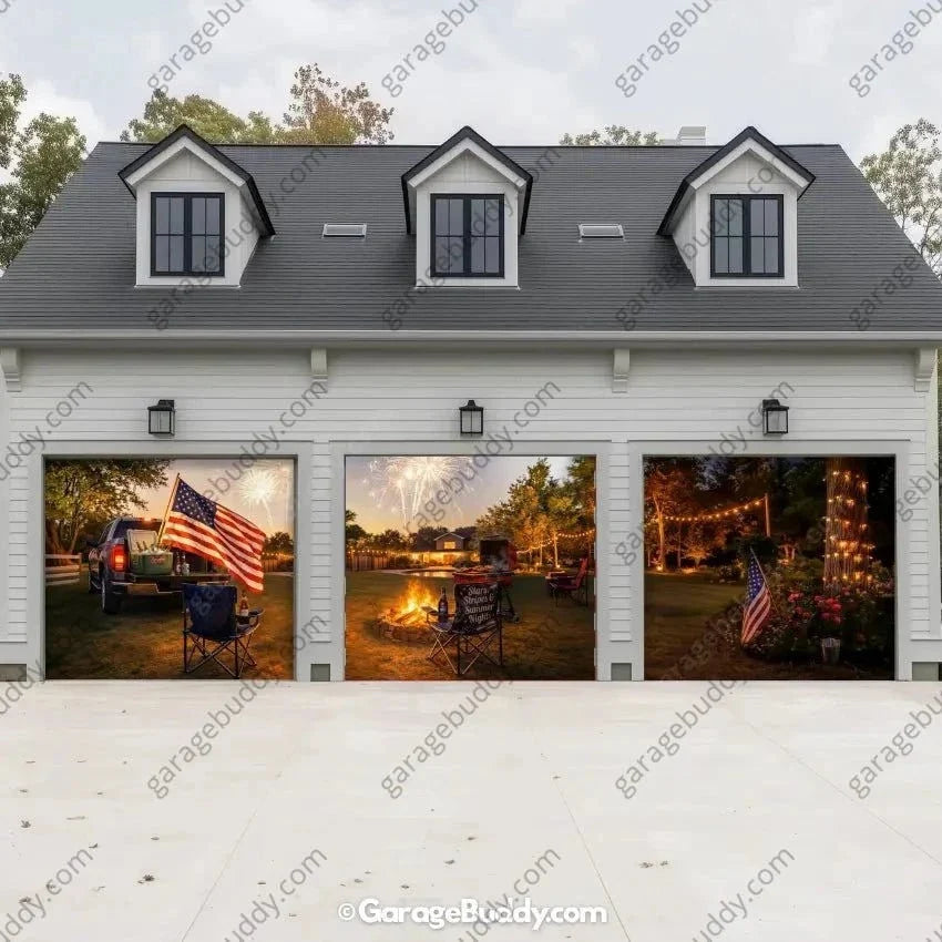 Stars Stripes & Summer Nights | Patriotic Garage Door Cover - Free Shipping