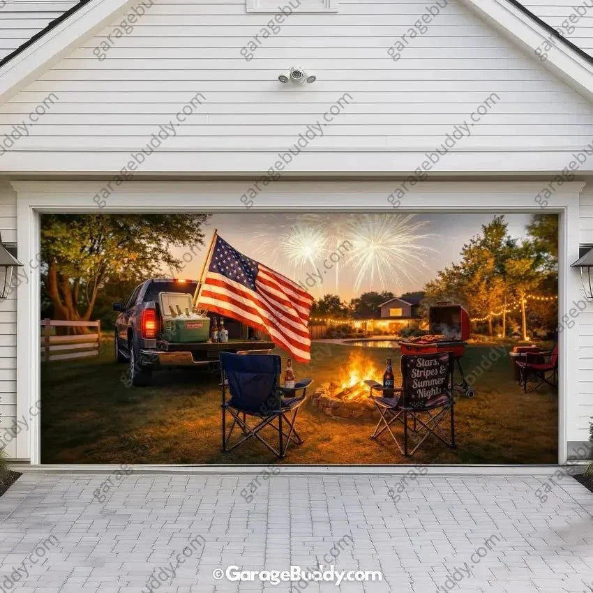 Stars Stripes & Summer Nights | Patriotic Garage Door Cover - Free Shipping
