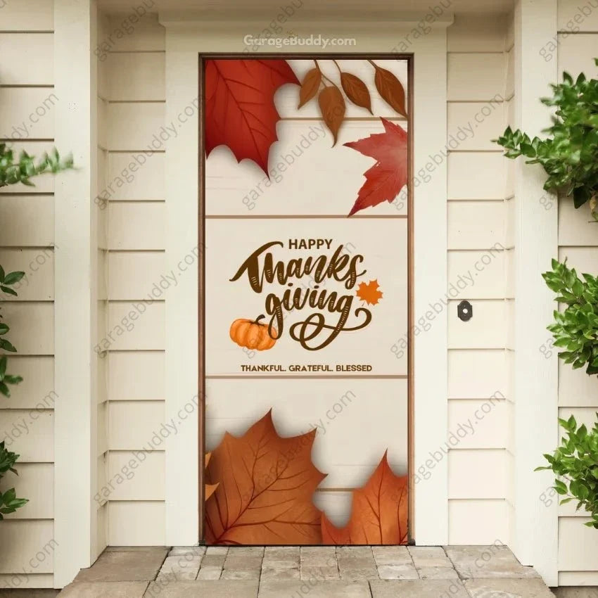 Happy Thanksgiving | Front Door Cover - Free Shipping