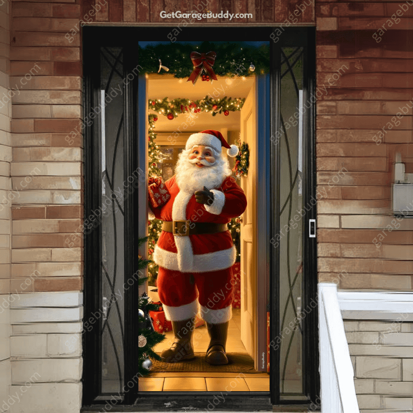Santa's Welcome | Christmas Front Door Cover - Free Shipping