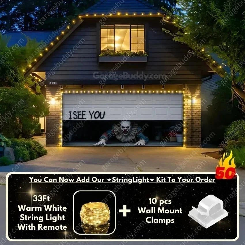 Peeking Clown (Limited Edition) | Halloween Garage Door Cover - Free Shipping